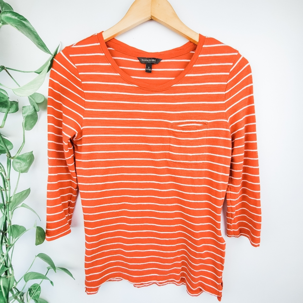 Banana Republic Orange Striped Shirt